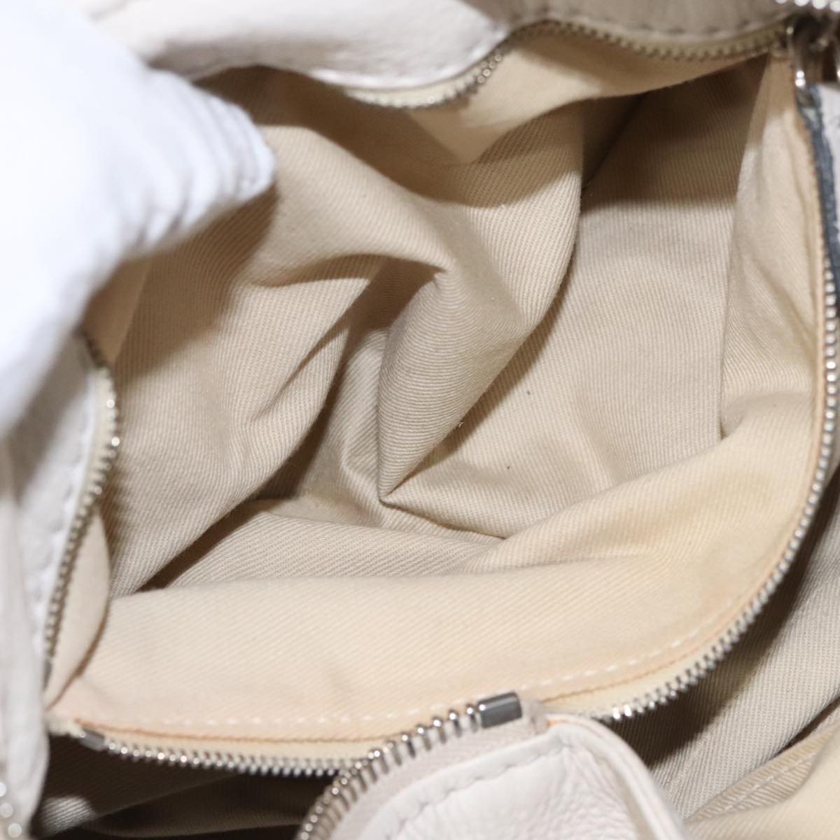 Chloe Paddington Hand Bag Leather White Gold Silver 107360