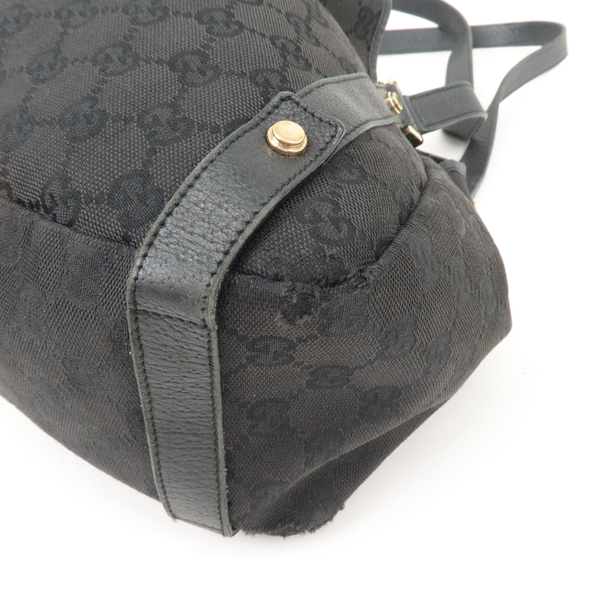 GUCCI Abbey GG Canvas Leather Tote Bag Shoulder Bag Black 130736
