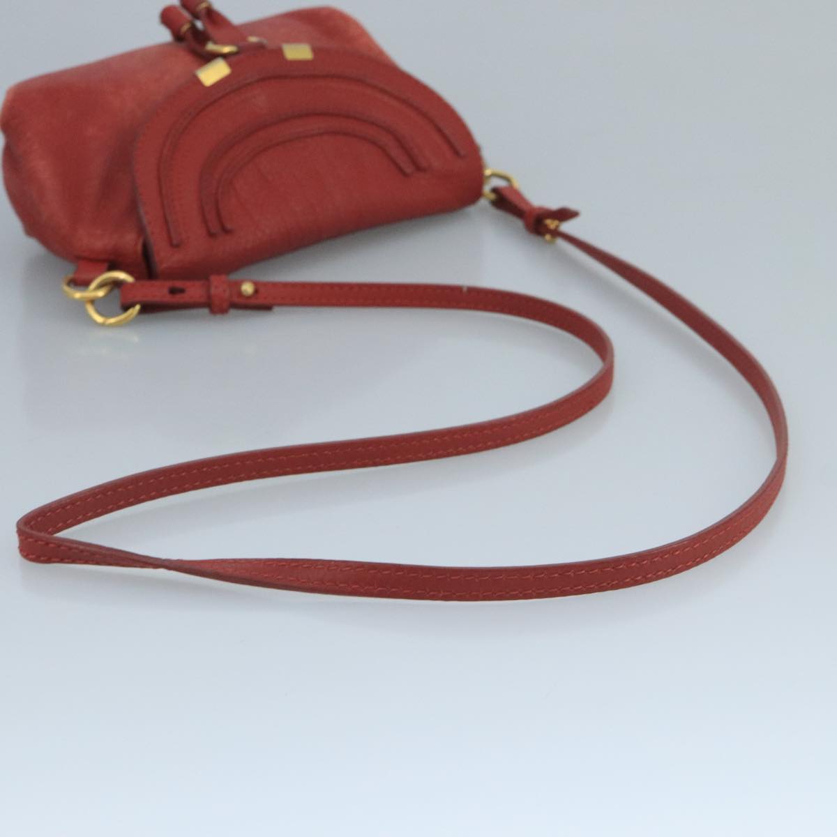 Chloe Mercy Shoulder Bag Leather Red Gold 111189