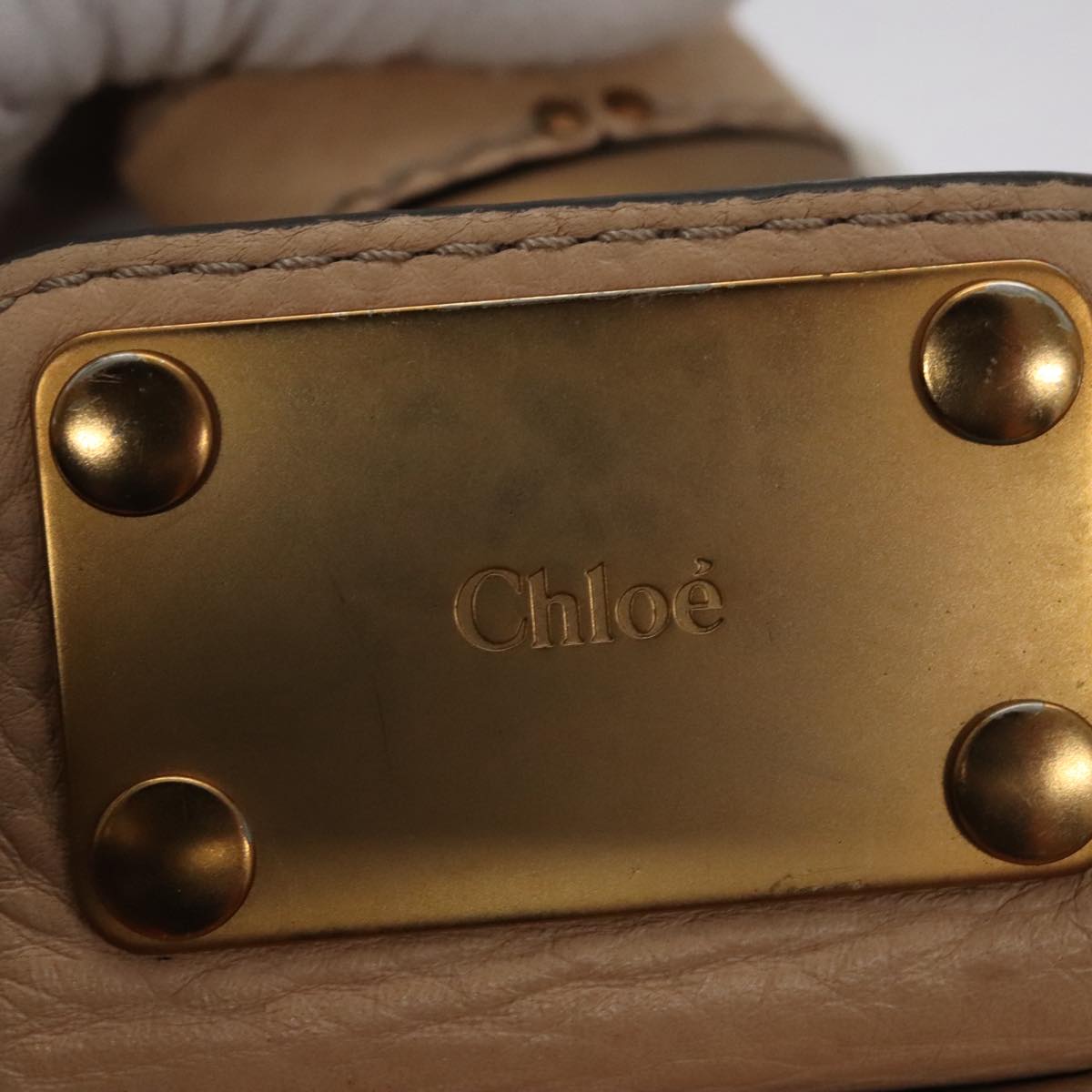 Chloe Paddington Mini Hand Bag Leather Beige Silver 111190