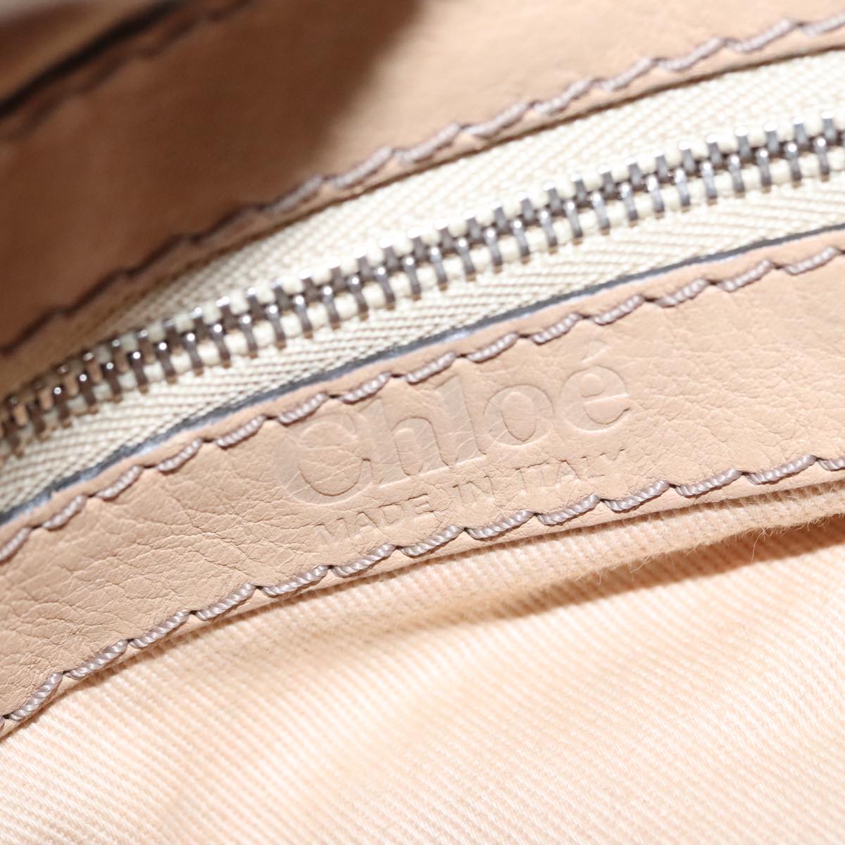 Chloe Paddington Mini Hand Bag Leather Beige Silver 111190