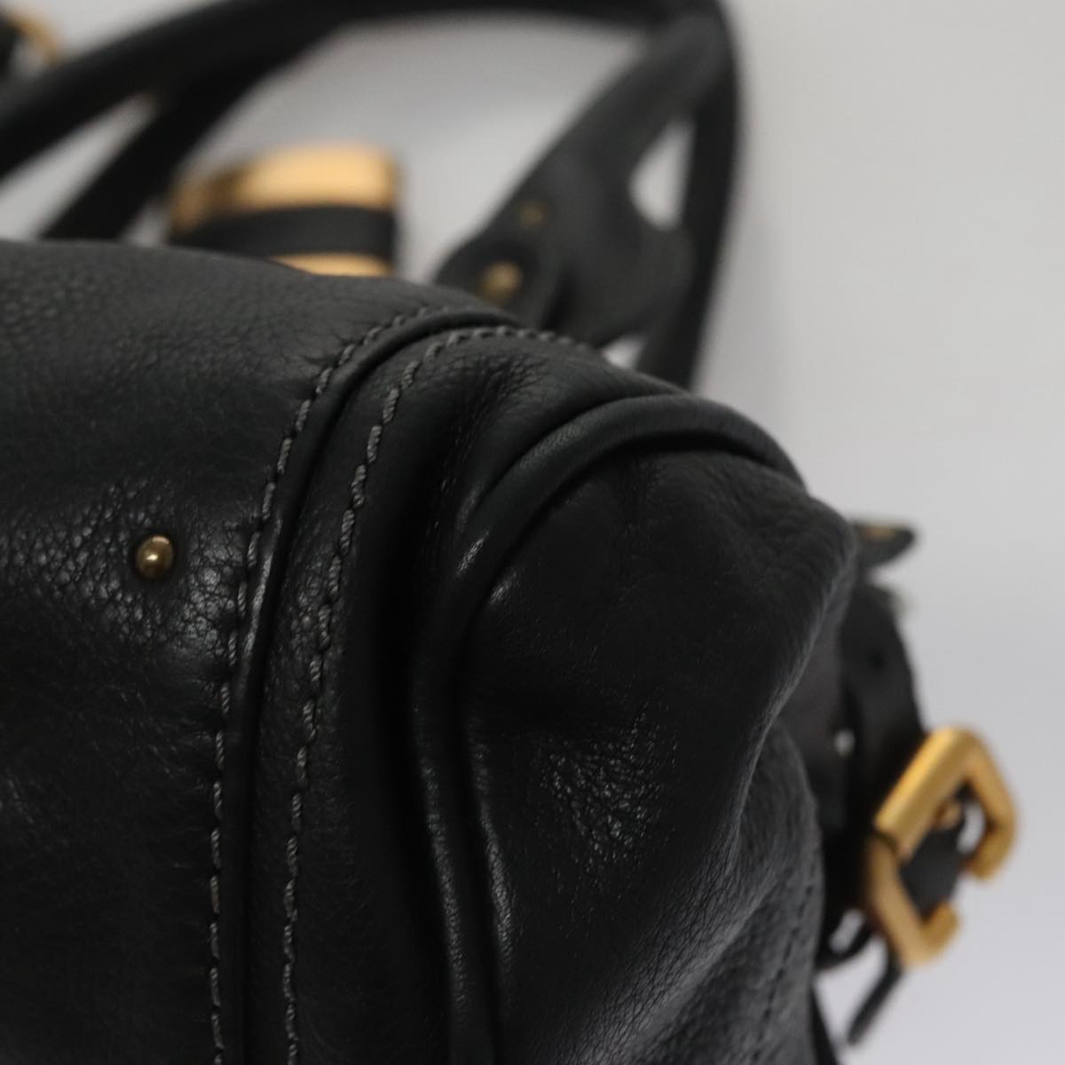 Chloe Paddington Hand Bag Leather Black Silver 111191