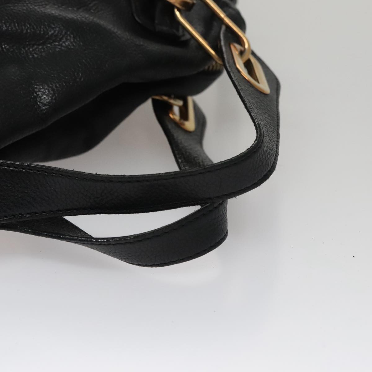 Chloe Paraty Hand Bag Leather 2way Black Gold 111441