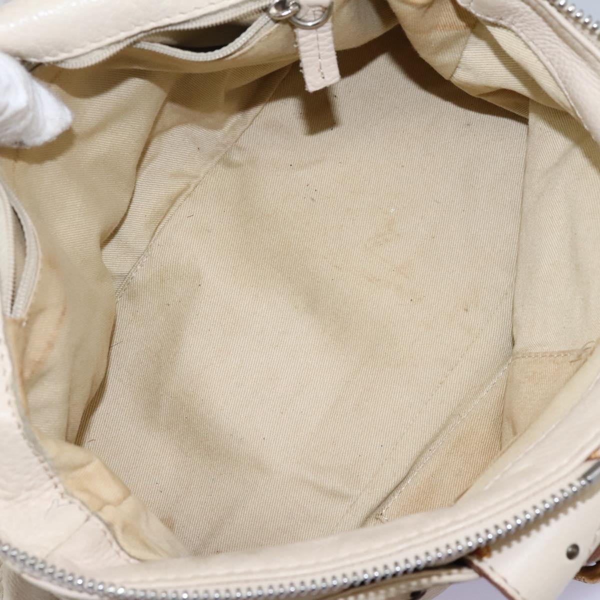 Chloe Paddington Hand Bag Leather Beige Silver 111498
