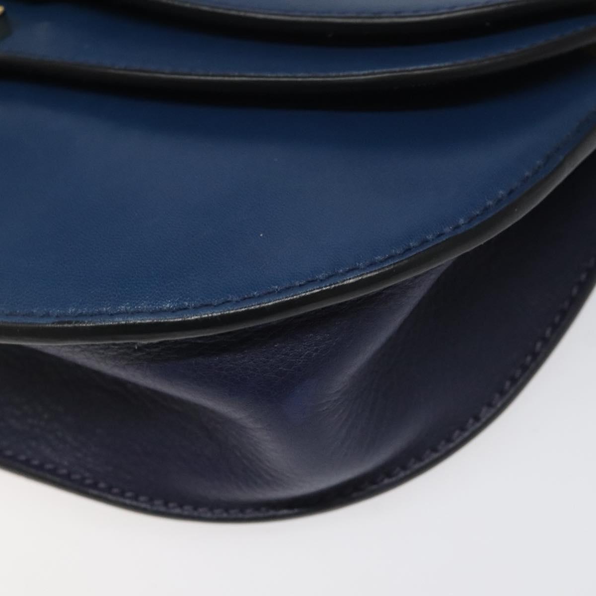 Chloe Georgia Shoulder Bag Leather Blue Gold 112310