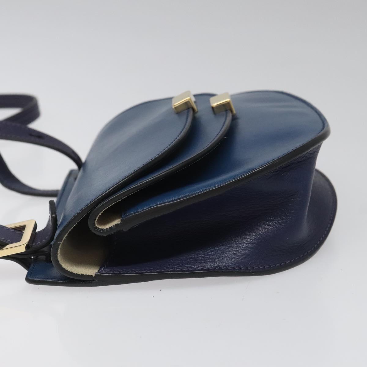 Chloe Georgia Shoulder Bag Leather Blue Gold 112310