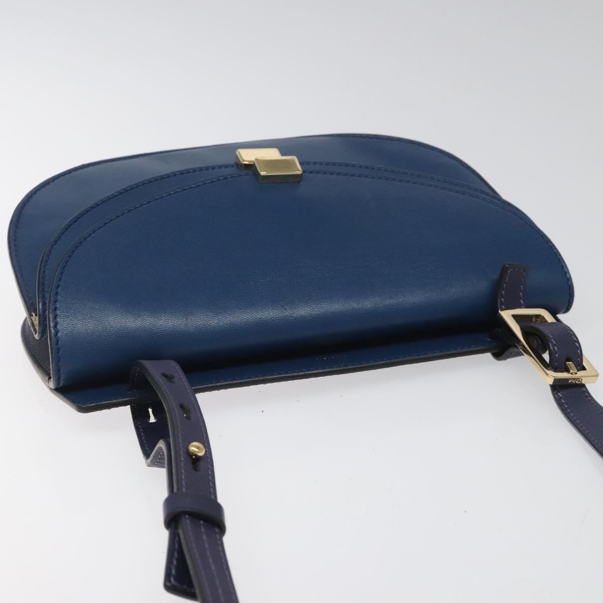Chloe Georgia Shoulder Bag Leather Blue Gold 112310