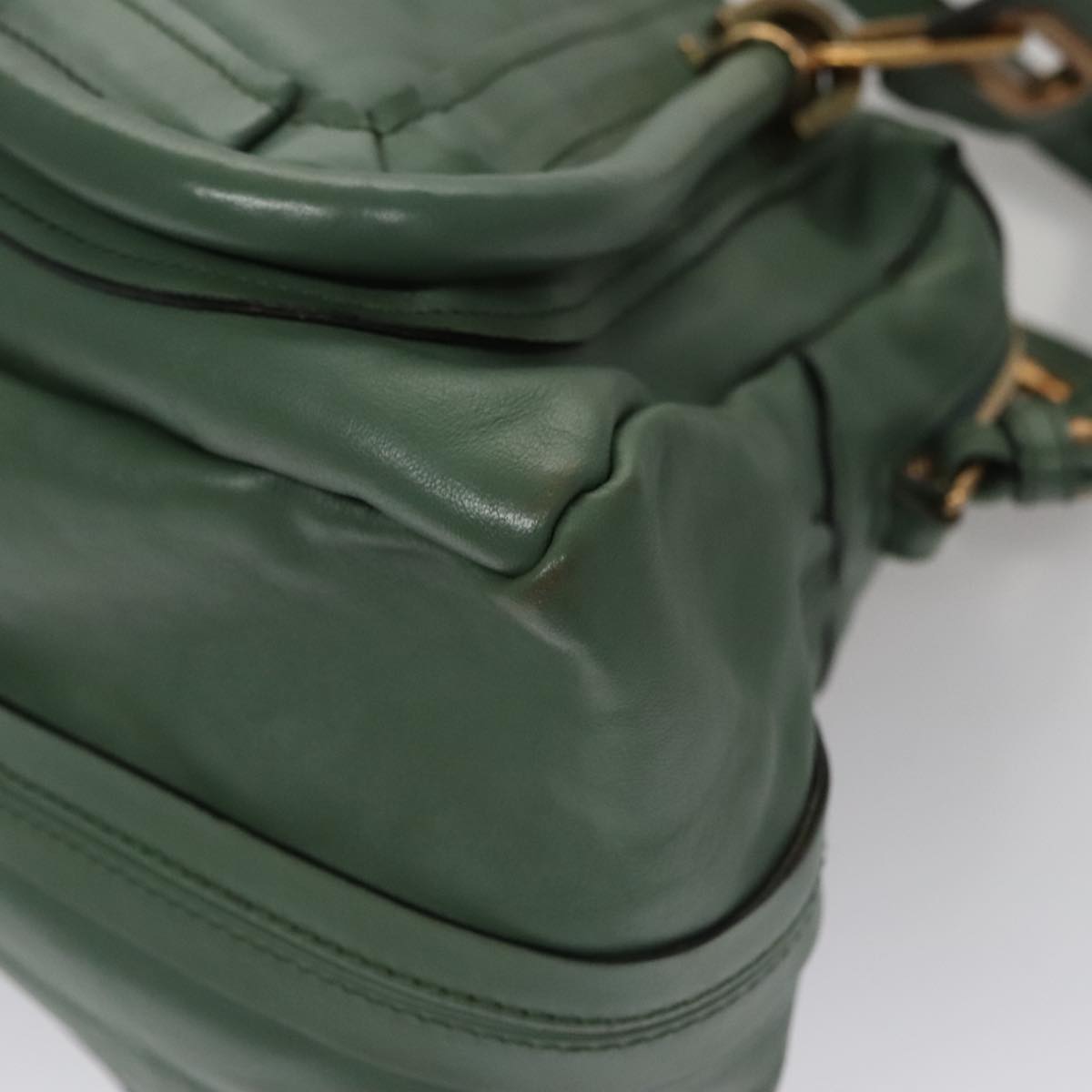 Chloe Paraty Hand Bag Leather 2way Green Gold 112404