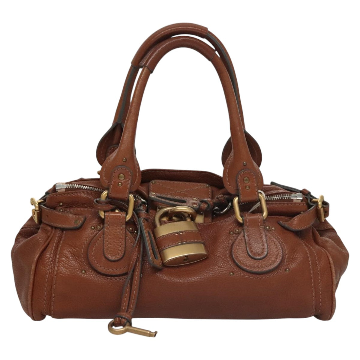 Chloe Paddington Hand Bag Leather Brown Gold Silver 010851 5276 112406