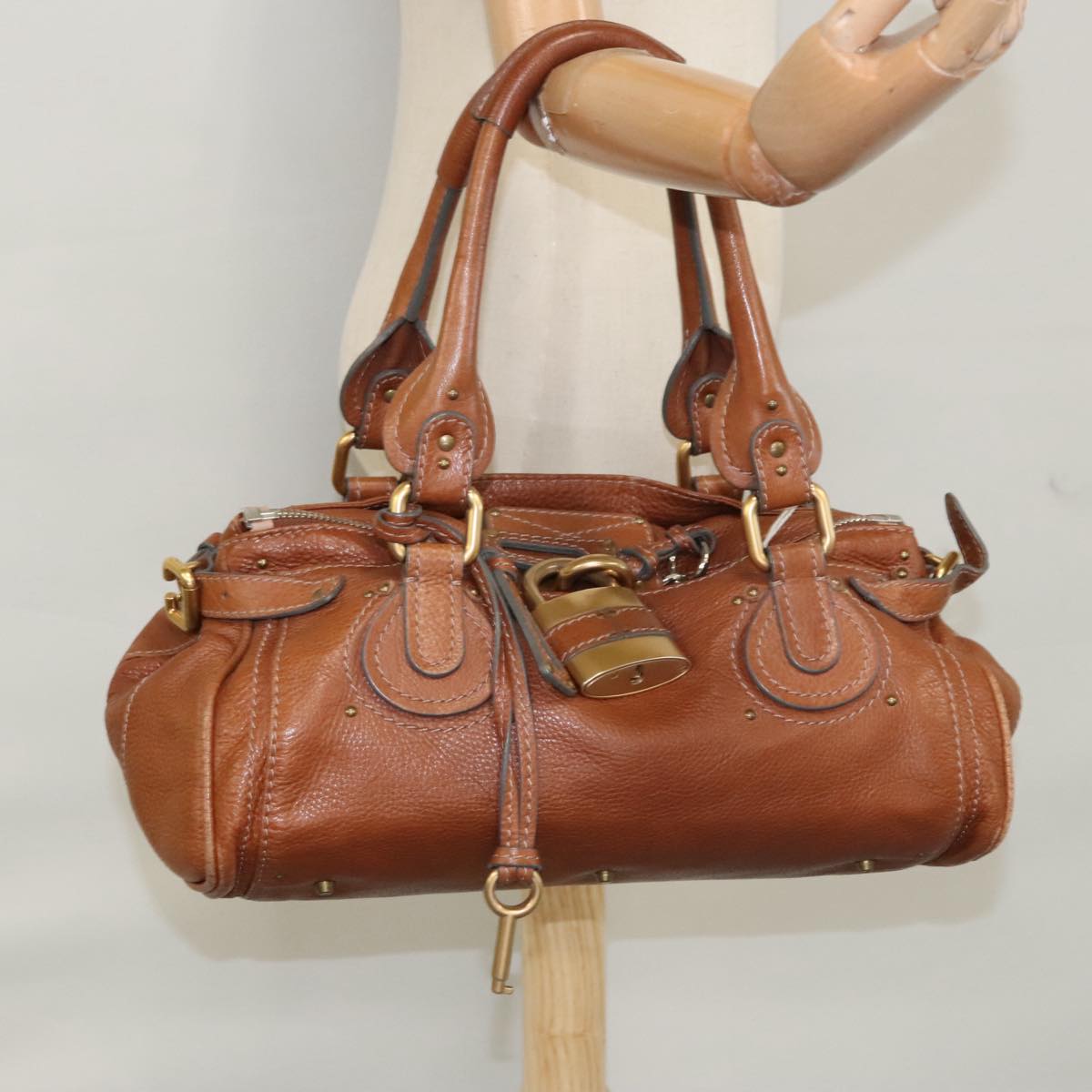 Chloe Paddington Hand Bag Leather Brown Gold Silver 010851 5276 112406