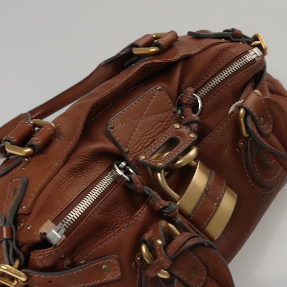 Chloe Paddington Hand Bag Leather Brown Gold Silver 010851 5276 112406