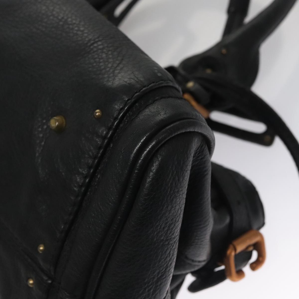 Chloe Paddington Hand Bag Leather Black Silver 112426