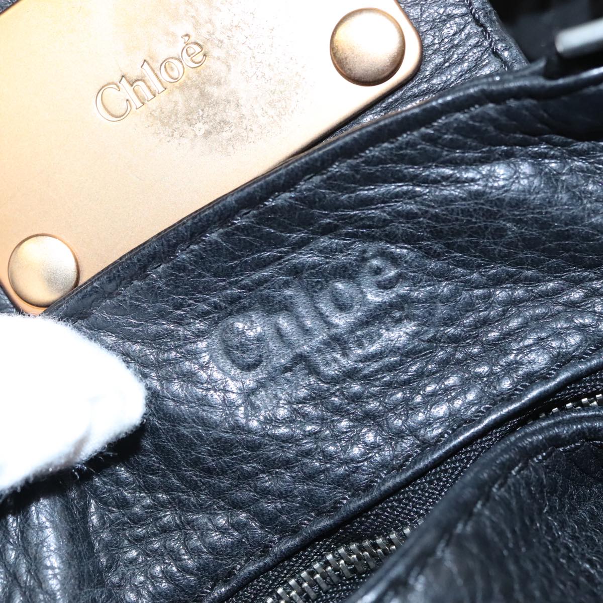 Chloe Paddington Hand Bag Leather Black Silver 112426