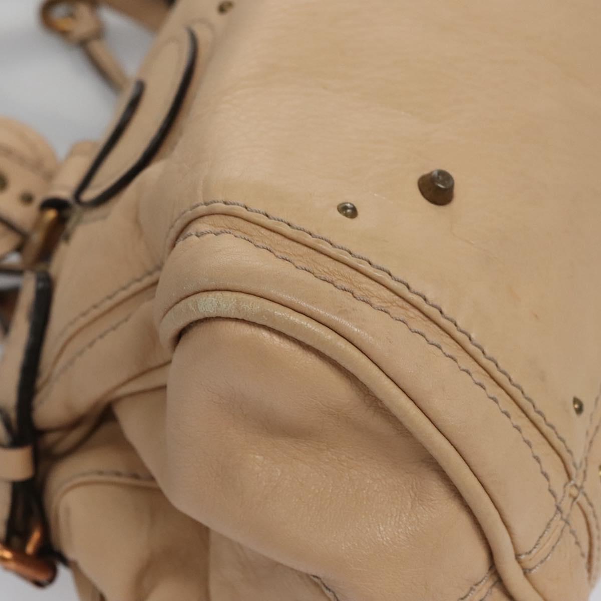 Chloe Paddington Hand Bag Leather Beige Silver gold 113238