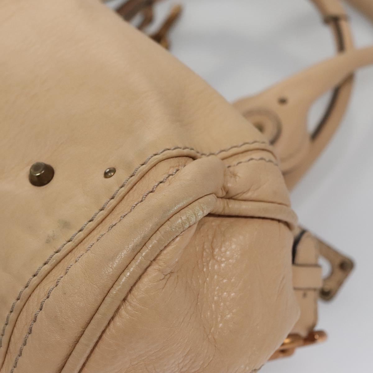 Chloe Paddington Hand Bag Leather Beige Silver gold 113238
