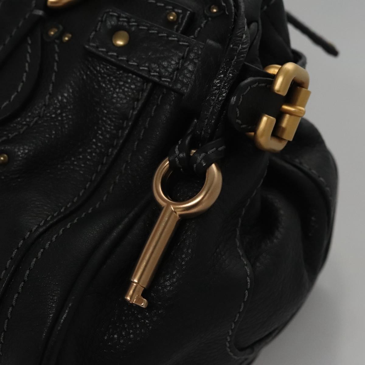 Chloe Paddington Hand Bag Leather Black Gold Silver 113733