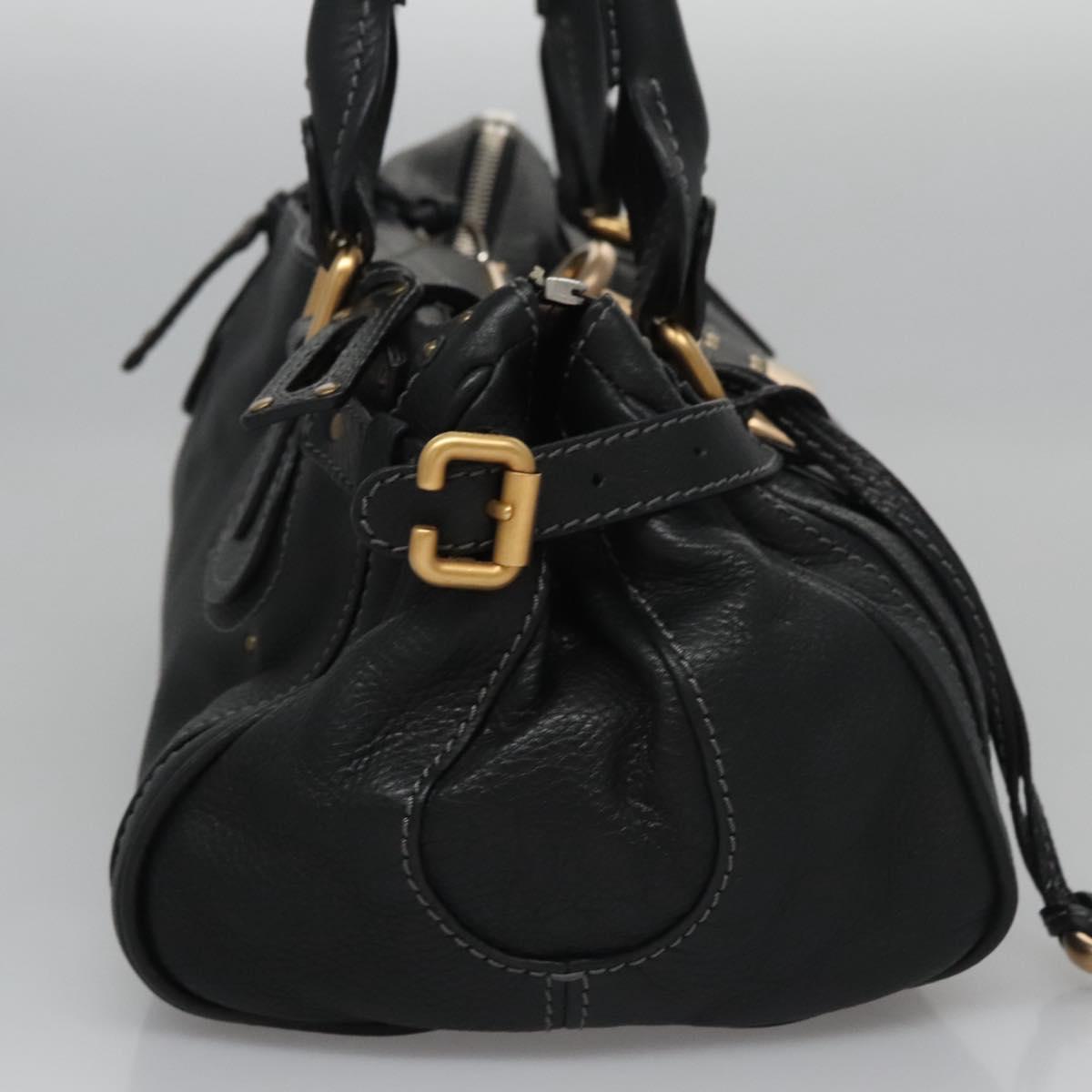 Chloe Paddington Hand Bag Leather Black Gold Silver 113733