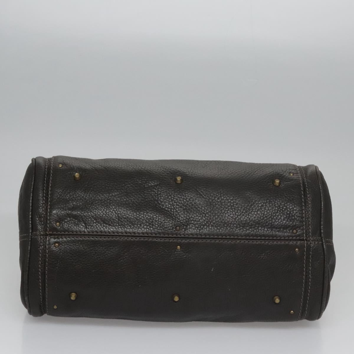 Chloe Paddington Hand Bag Leather Dark Brown Gold Silver 113775