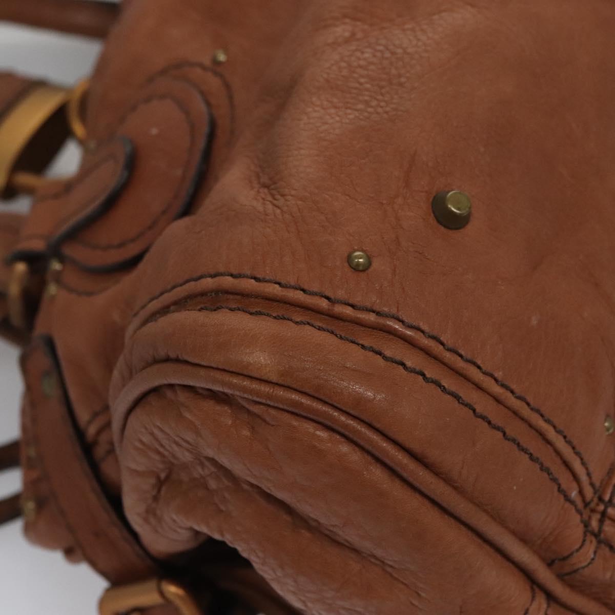 Chloe Paddington Hand Bag Leather Brown Gold Silver 113924