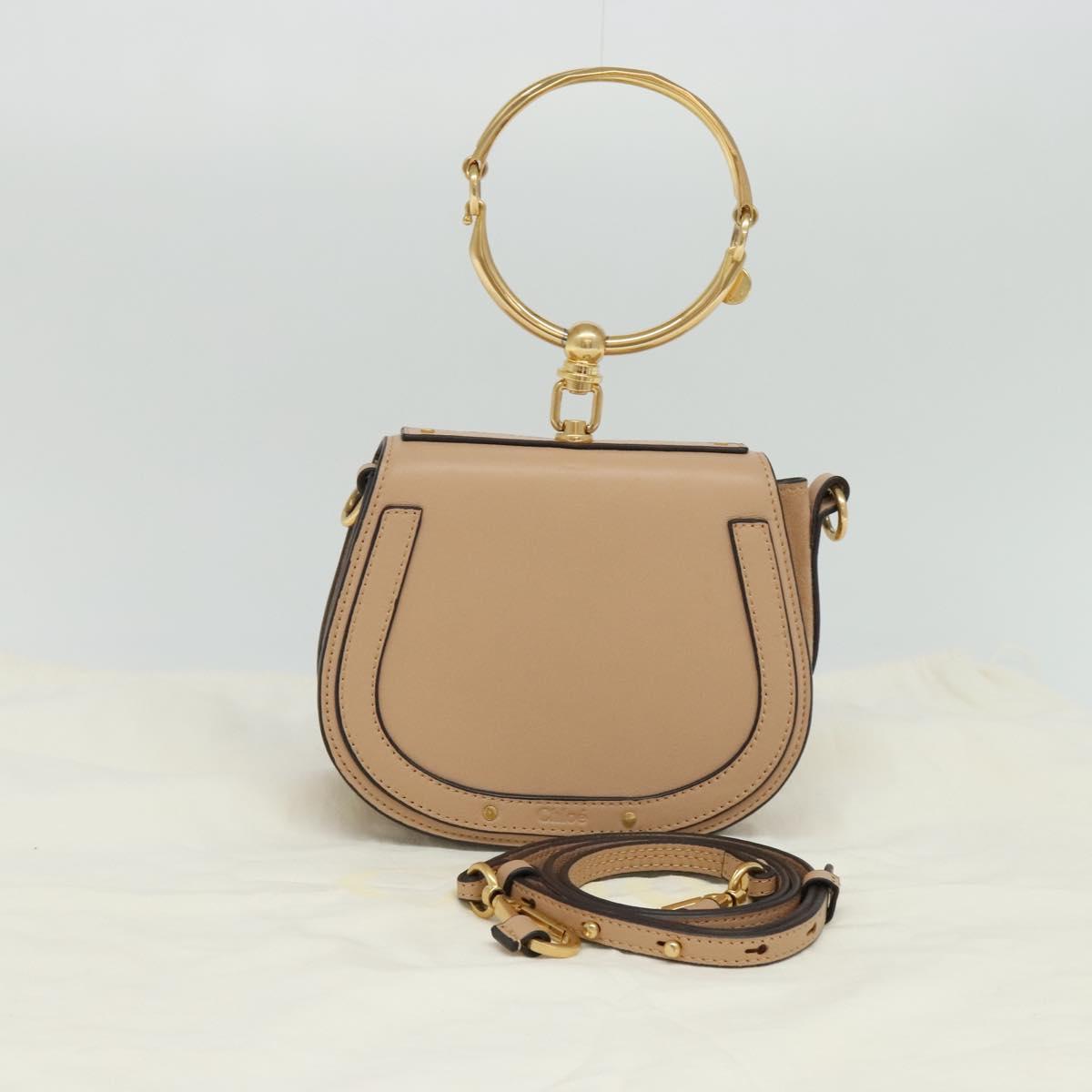 Chloe Nile Hand Bag Leather 2way Beige 115680