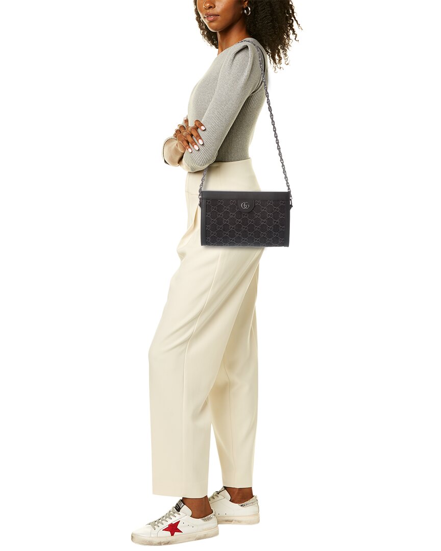 Gucci Ophidia Small Gg Denim & Leather Shoulder Bag