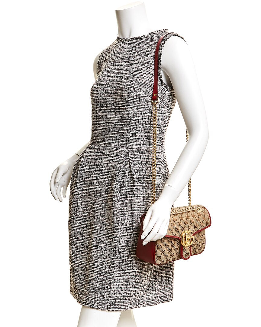 Gucci Gg Marmont Small Canvas & Leather Shoulder Bag