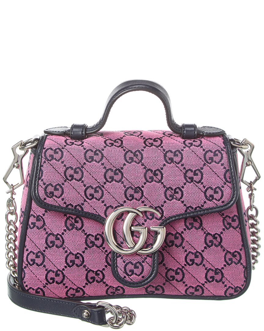 Gucci Gg Marmont 2.0 Top Handle Canvas & Leather Bag