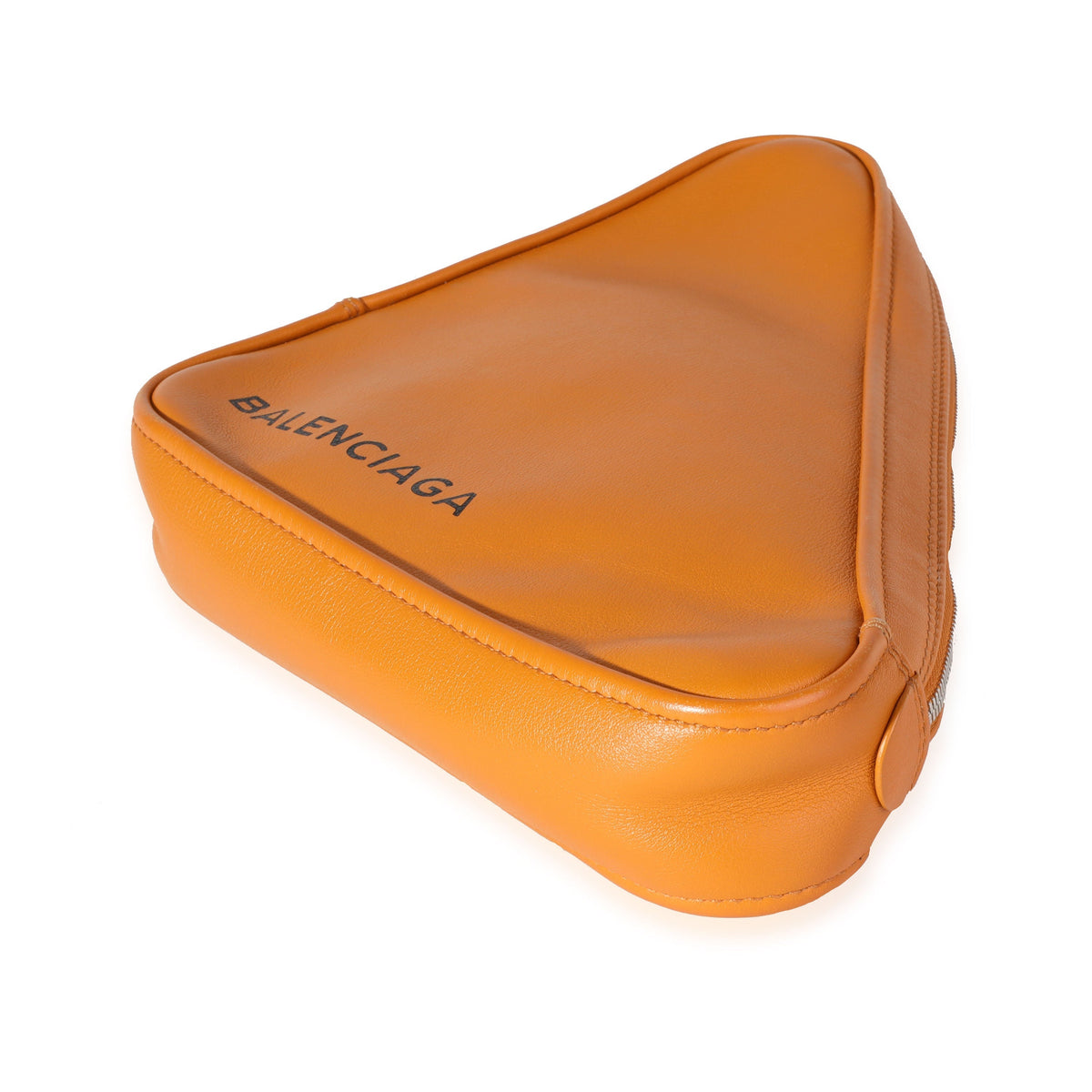 balenciaga Orange Calfskin M Triangle Pouch
