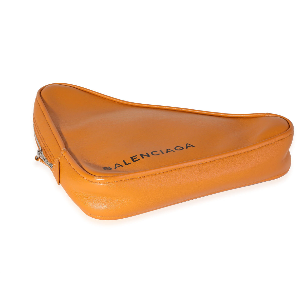 balenciaga Orange Calfskin M Triangle Pouch