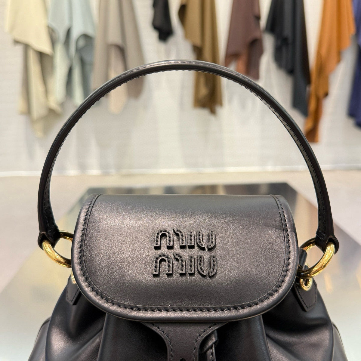 MIU M LEATHER BACKPACK