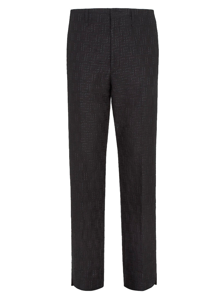 Fendi Men Linen Ff Jacquard Trousers