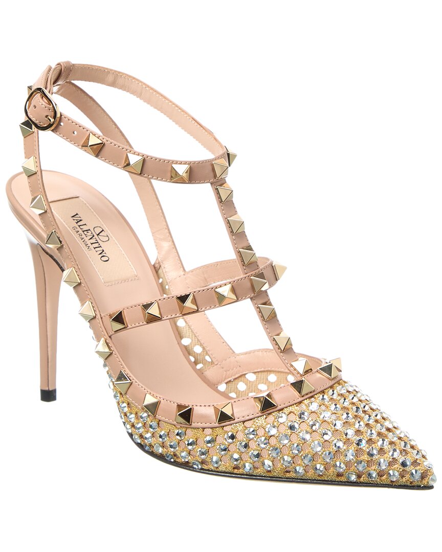 Valentino Rockstud Caged 100 Leather & Mesh Pump