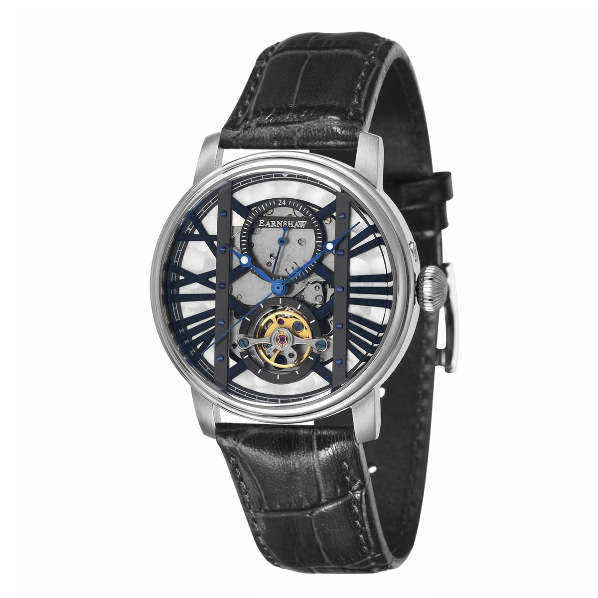 Thomas Earnshaw Men's West Minster 42mm Black Dial Leather Watch