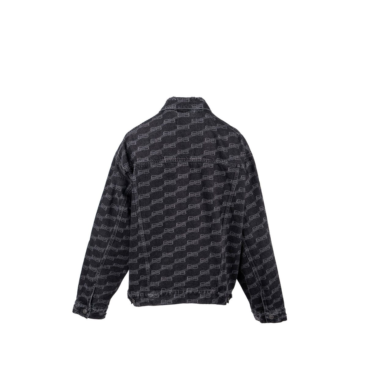 balenciaga size XS oversized logo-print denim jacket black