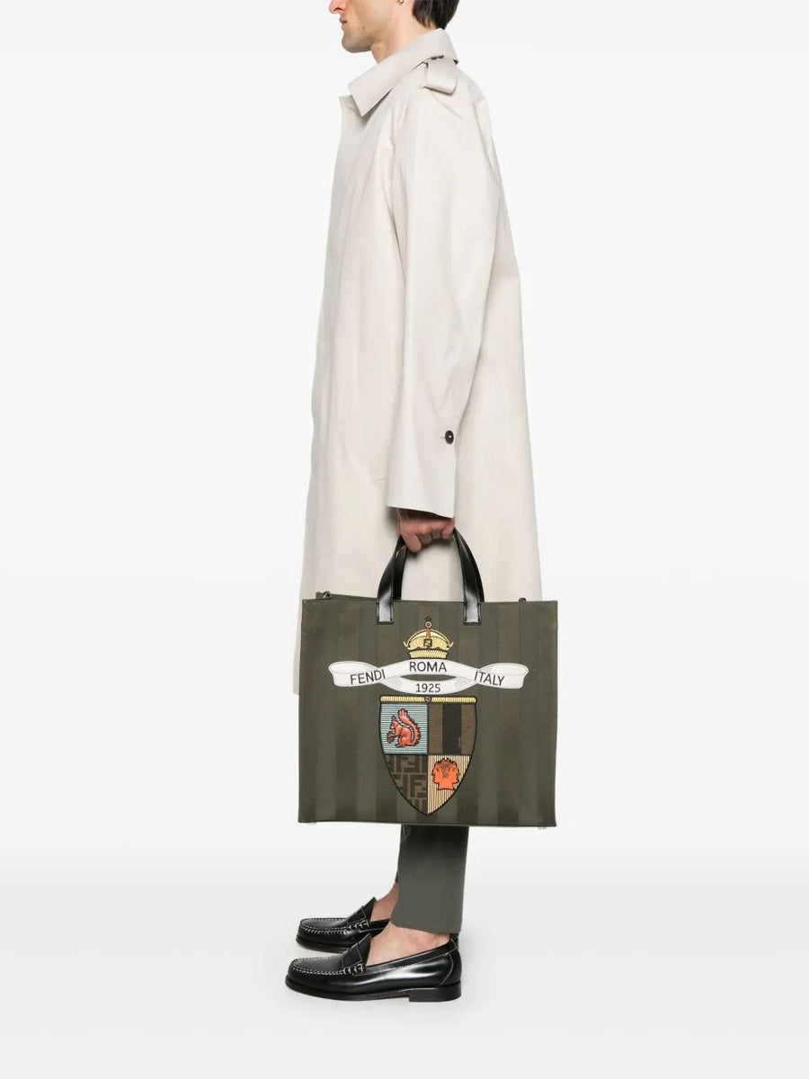 Fendi Men Fendi Club Pequin Canvas Shopper Bag