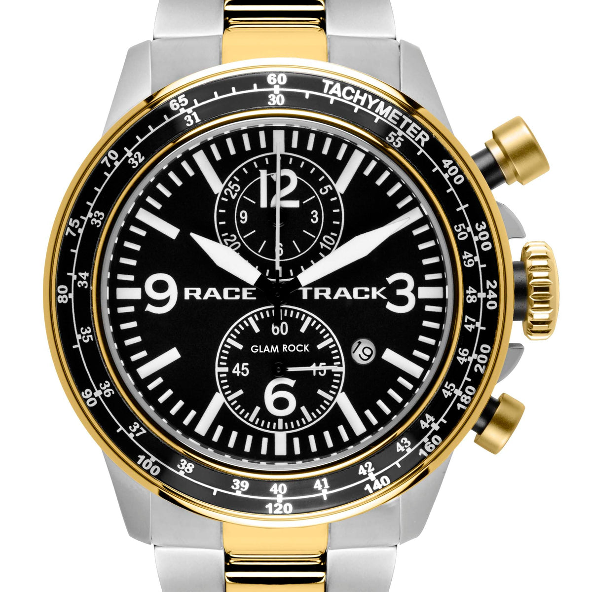 Glam Rock Men's Racetrack Action Tachymeter 46mm Quartz Watch