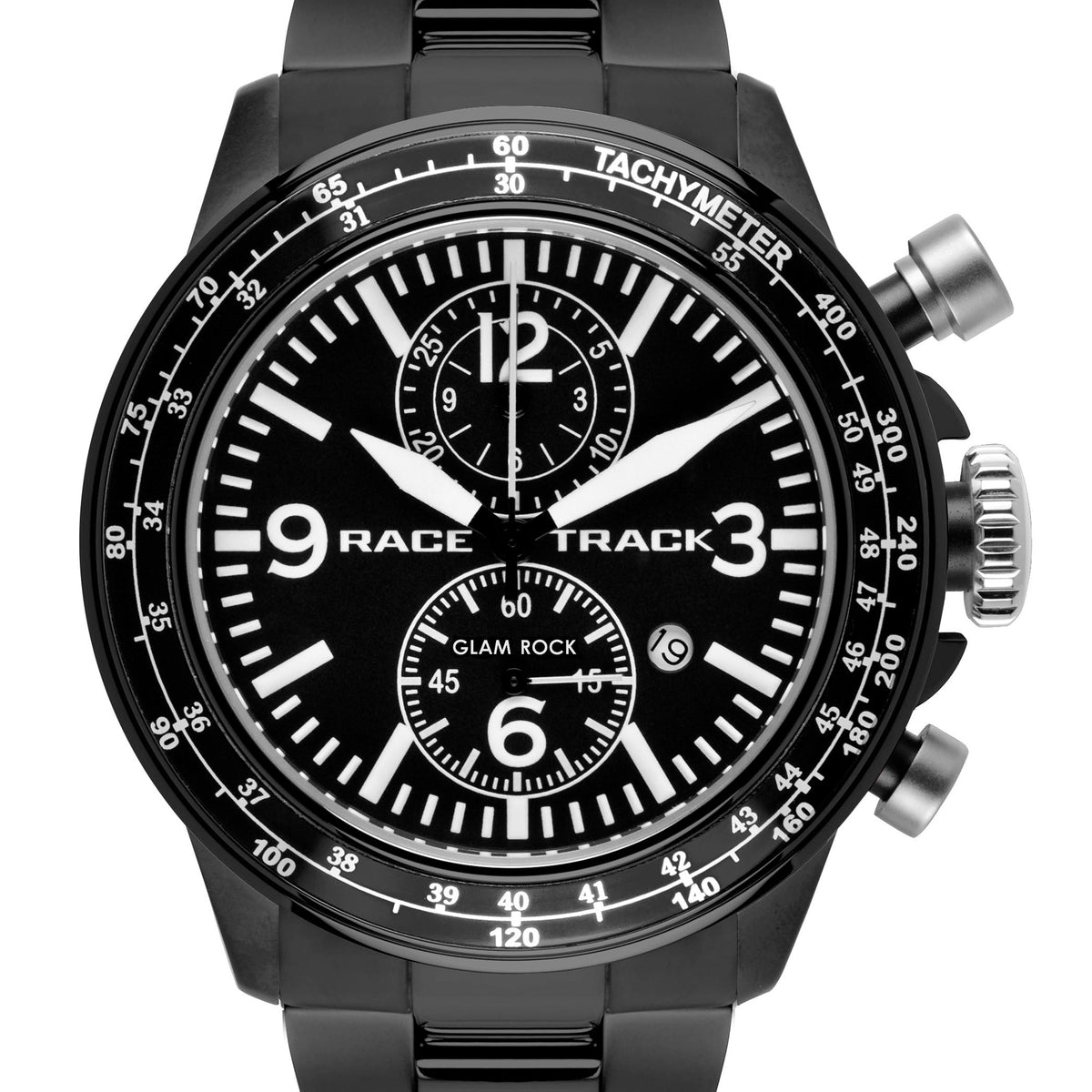 Glam Rock Men's Racetrack Action Tachymeter 46mm Quartz Watch