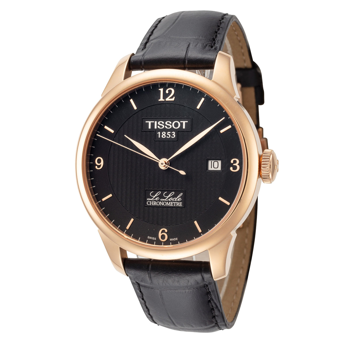 Tissot Men's Le Locle 39.3mm Black Dial Leather Watch