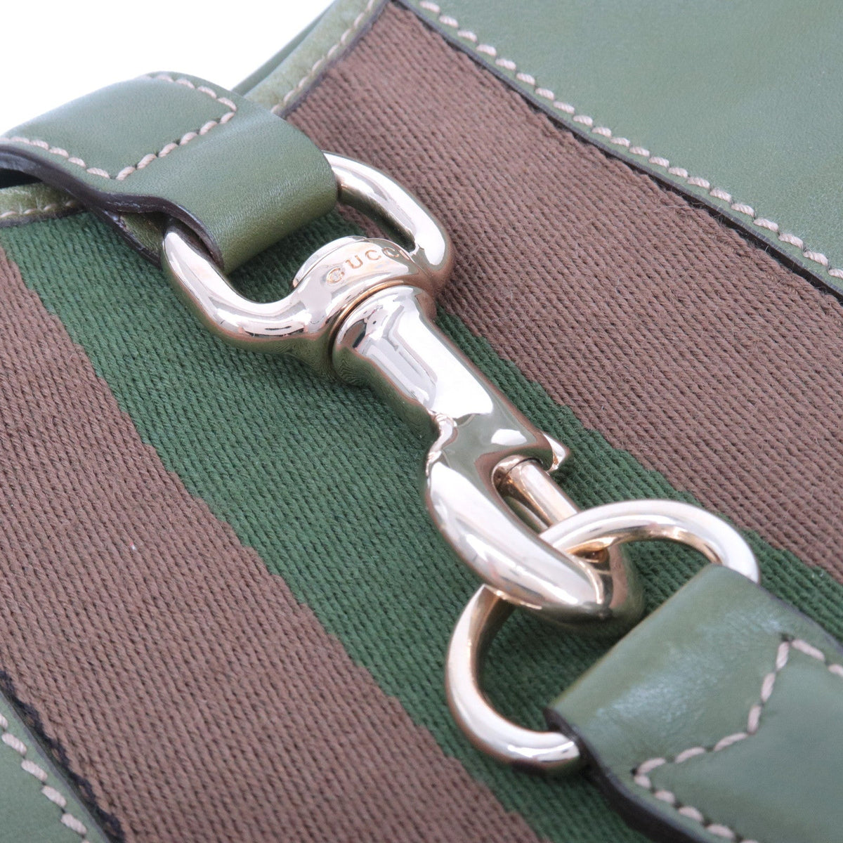GUCCI Sherry Leather Shoulder Bag Hand Bag Green 153029