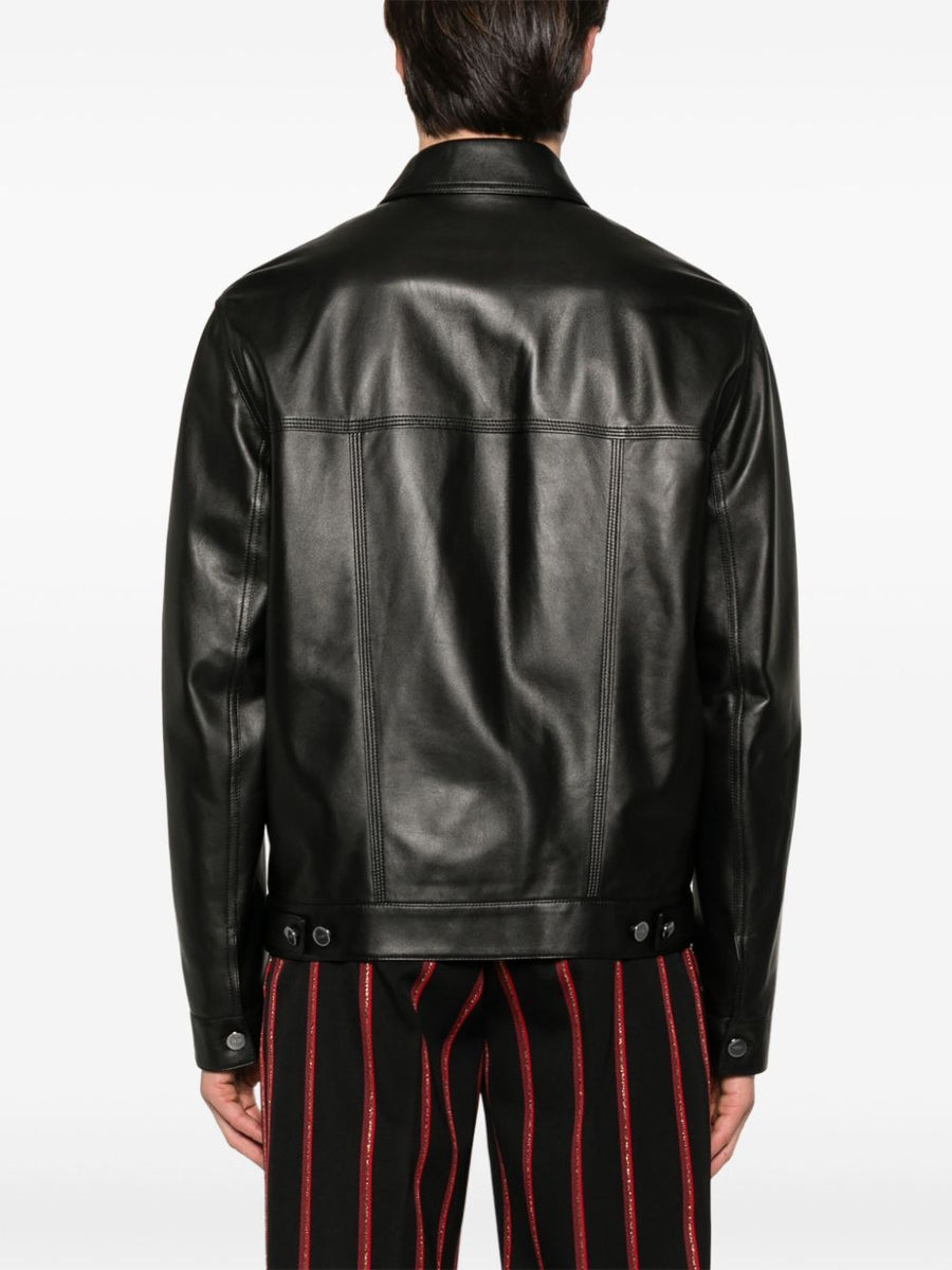 Fendi Men Embossed Ff Patch Nappa Leather Blouson Jacket