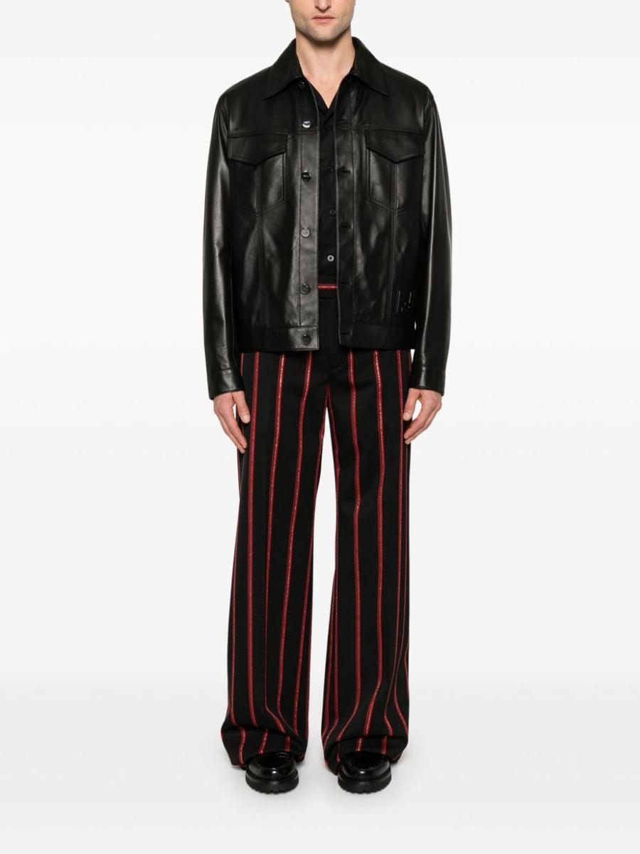 Fendi Men Embossed Ff Patch Nappa Leather Blouson Jacket