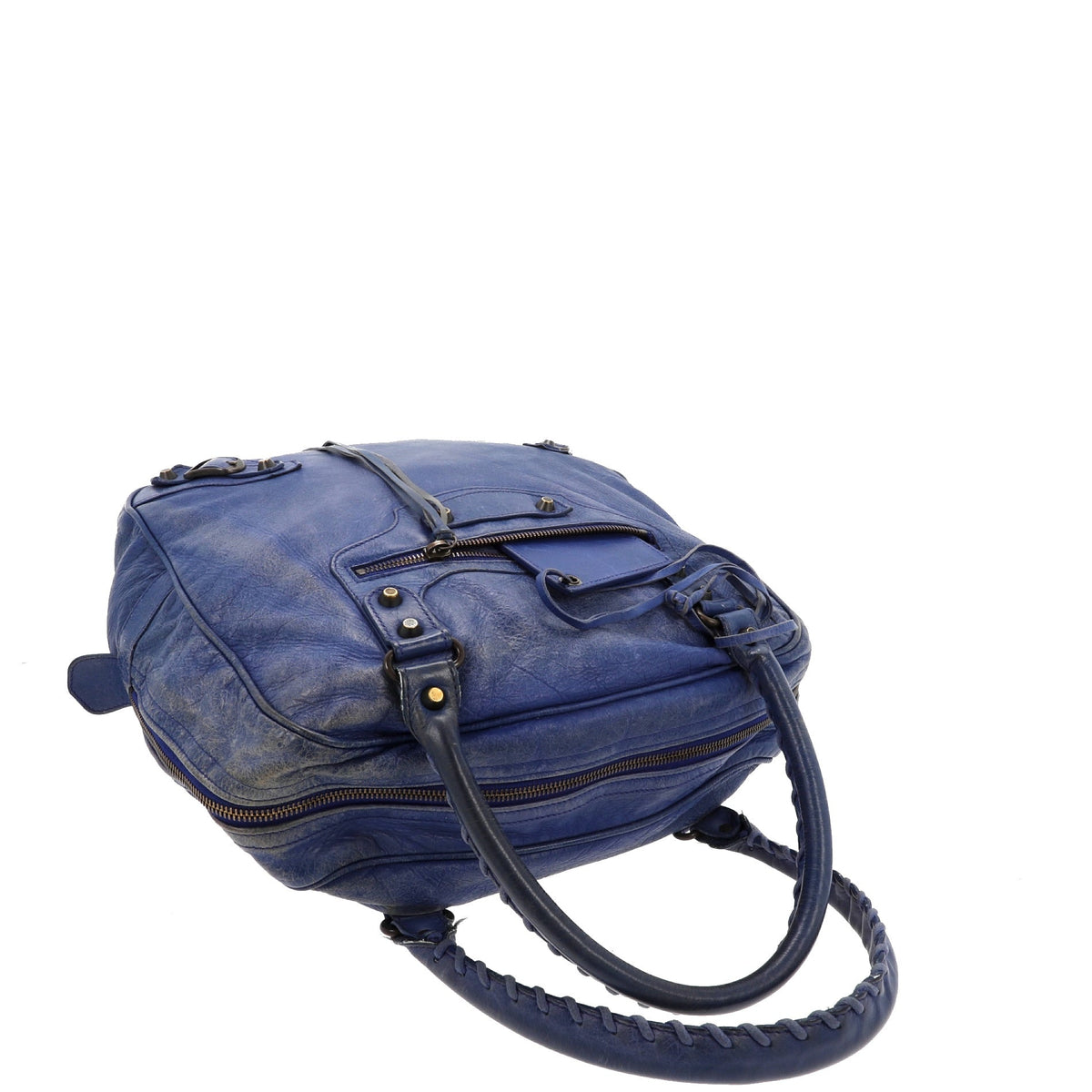 balenciaga The Street Handbag in Blue Leather