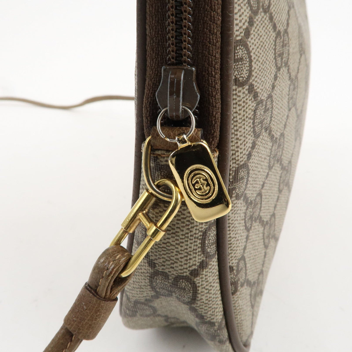 GUCCI Old Gucci GG Plus Leather Shoulder Bag Beige 97.02.068