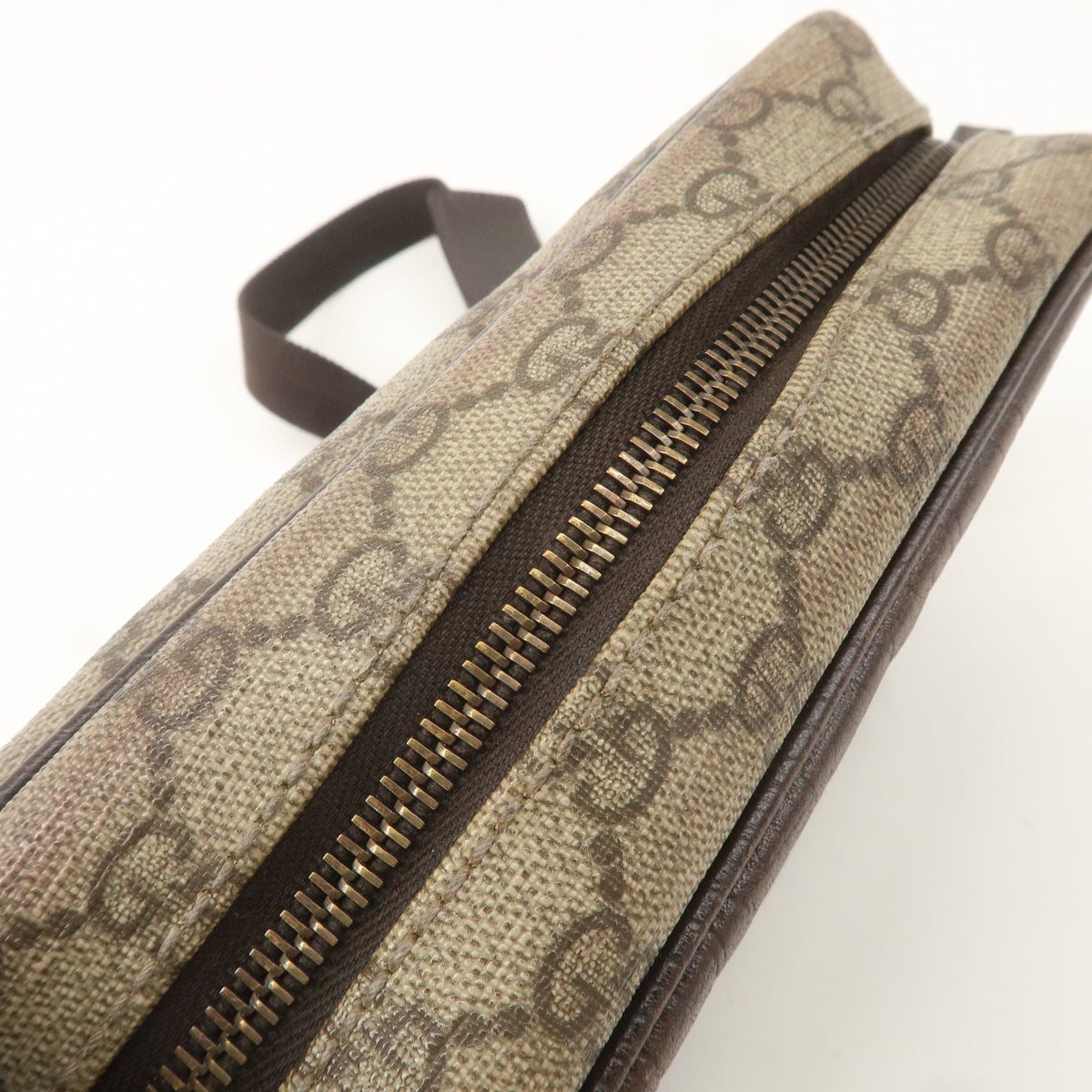 GUCCI GG Supreme Leather Shoulder Bag Beige Brown 114291
