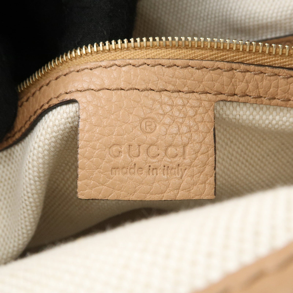 GUCCI SOHO Interlocking G Leather Chain Shoulder Bag Beige 536196
