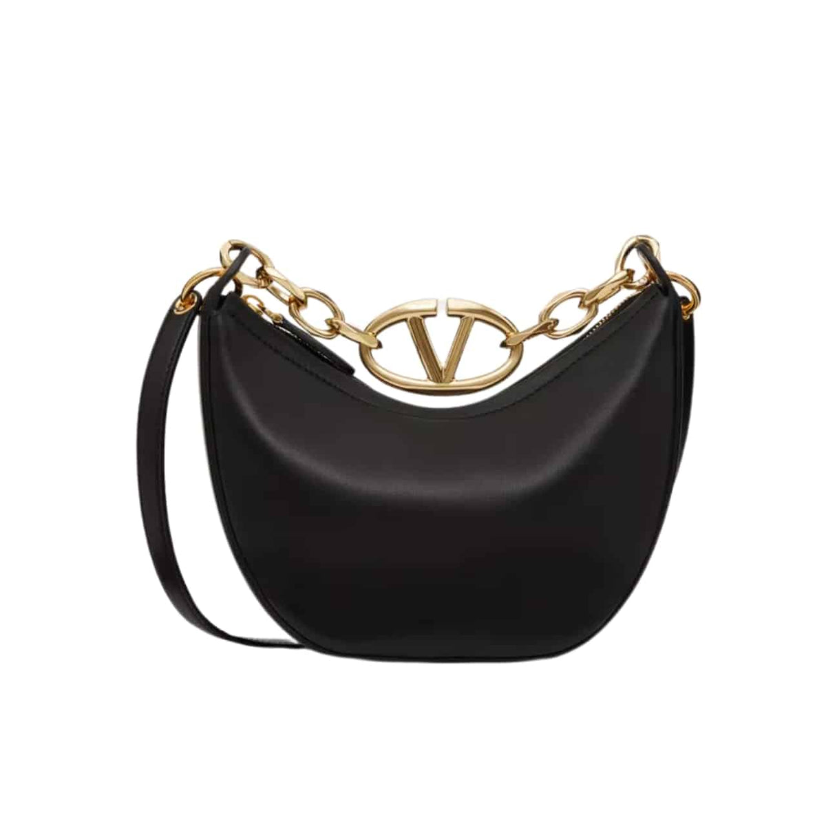 VO GARAVANI VLOGO MOON MEDIUM GRAINY HOBO BAG WITH CHAIN BLACK 29CM 4W0B0N59JDK 0NO