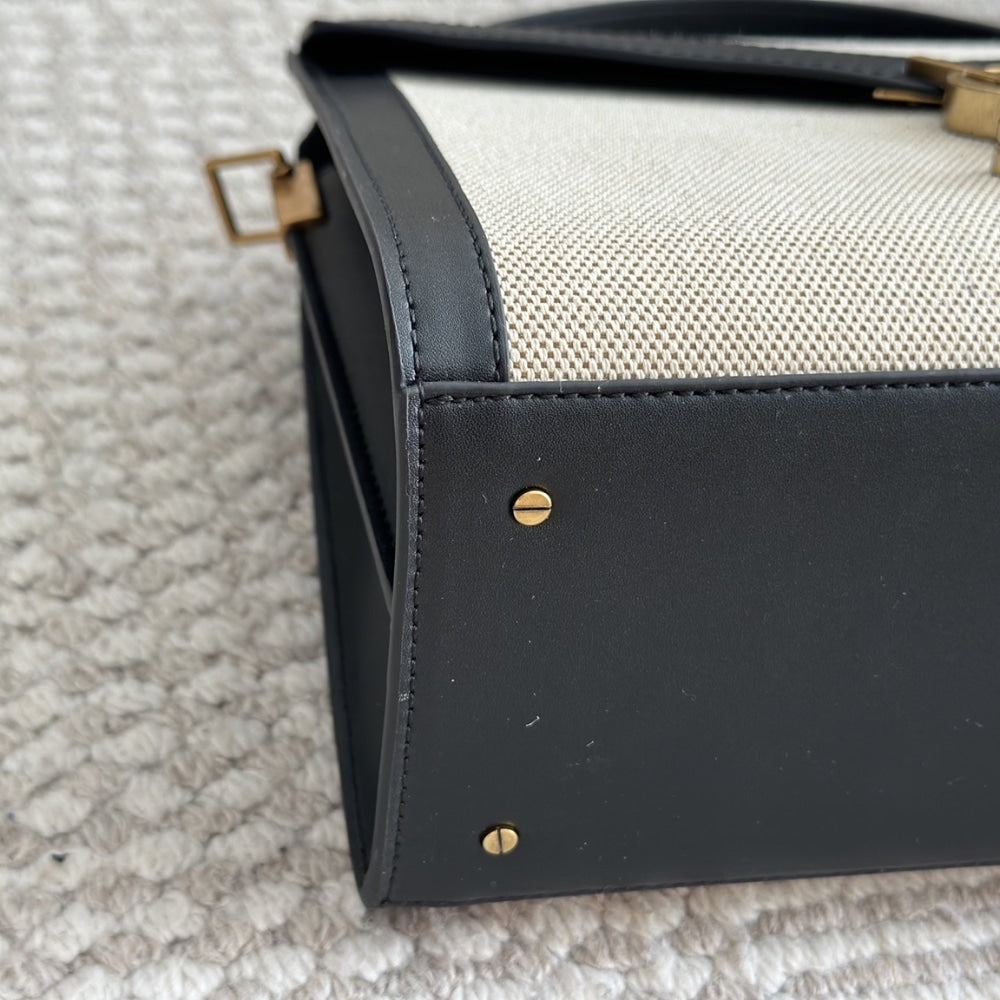 YSL CASSANDRA MEDIUM TOP HANDLE BAG IN CANVAS 25CM