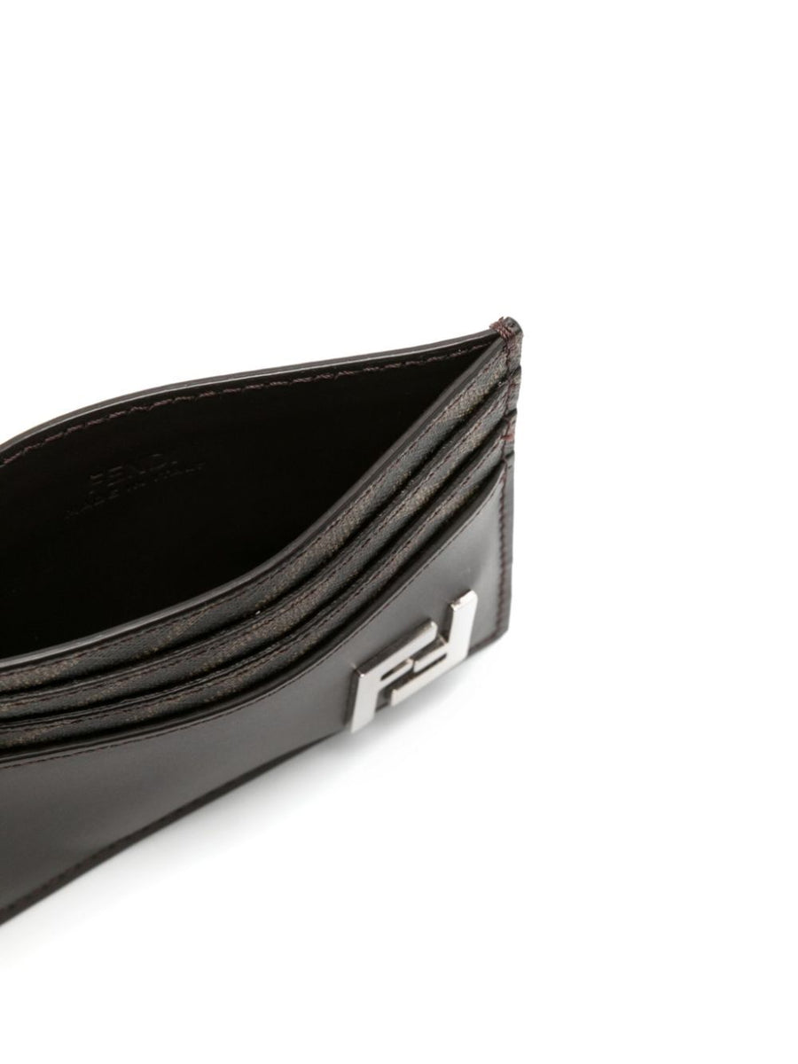Fendi Men Leather And Ff Canvas Squared Card Holder