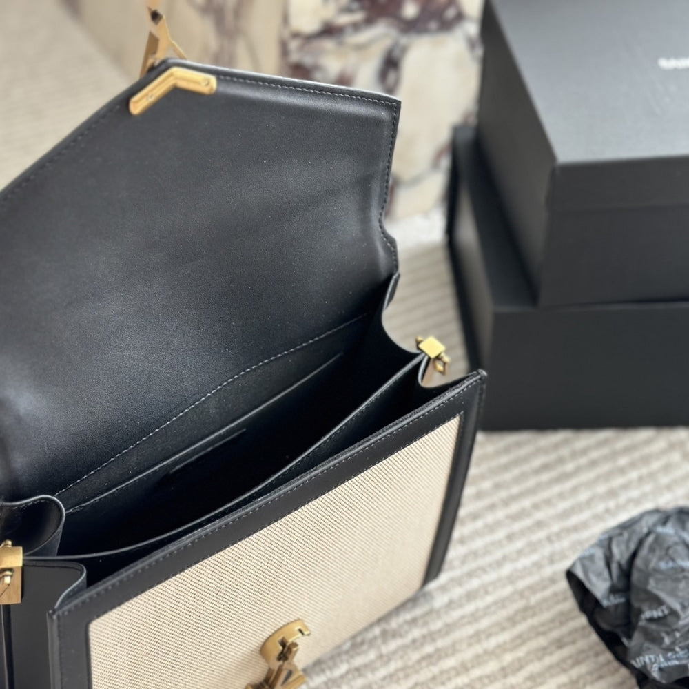 YSL CASSANDRA MEDIUM TOP HANDLE BAG IN CANVAS 25CM