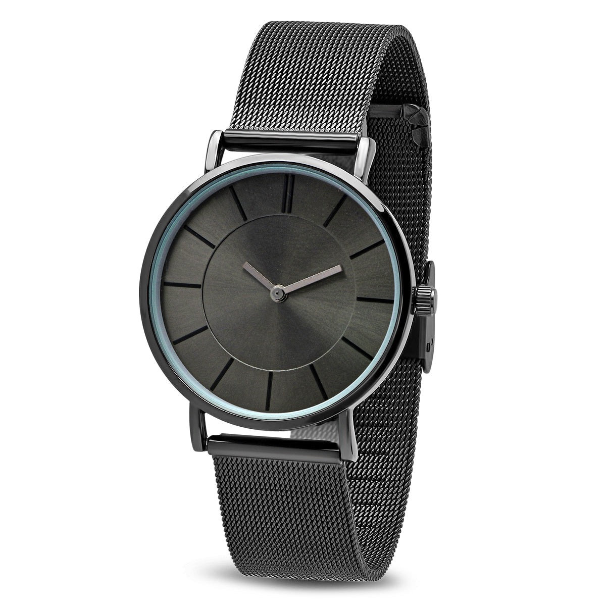 Black Midnight Mesh Banded Watch *+ Genuine Diamond